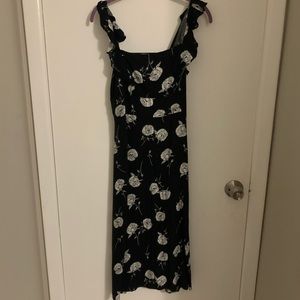 Leith black and white floral midi dress